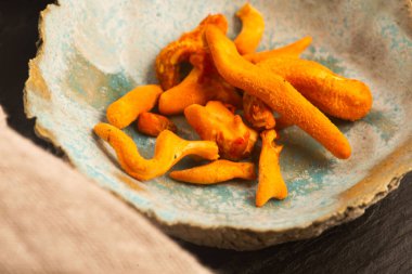 El yapımı Seramik Tabakta Cordyceps Mantarı