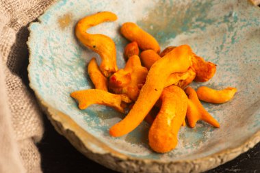 El yapımı Seramik Tabakta Cordyceps Mantarı