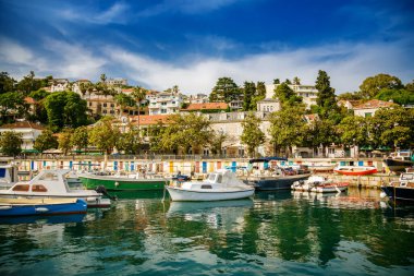 Beautiful small cozy port with old boats and yachts in Herceg Novi, Montenegro