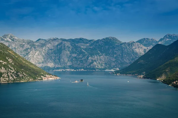 stock image Picturesque view from the observation point in the mountain road in Bay of Kotor, Montenegro