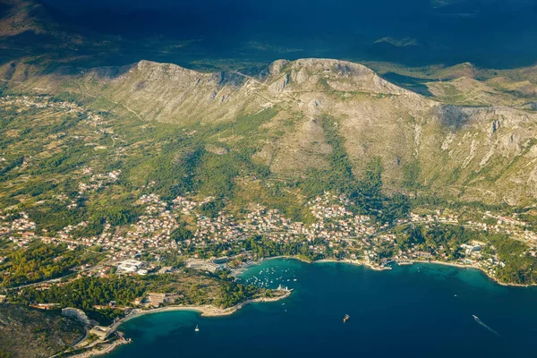 Vista Aerea Pittoresca Con Costa Adriatica Croazia Dall Aereo — Foto Stock