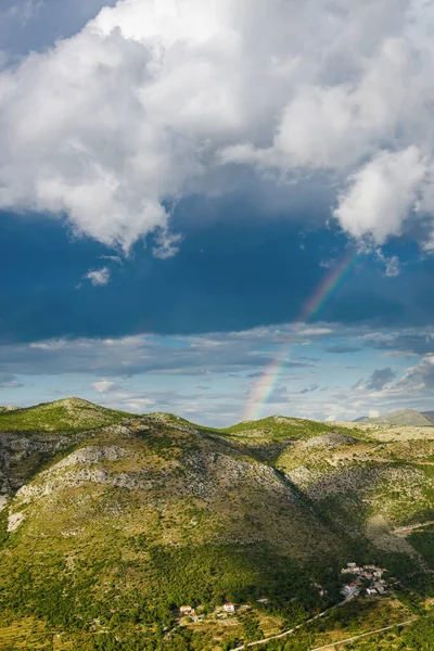 Schilderachtig Uitzicht Vanuit Lucht Met Een Regenboog Dalmatische Regio Kroatië — Stockfoto
