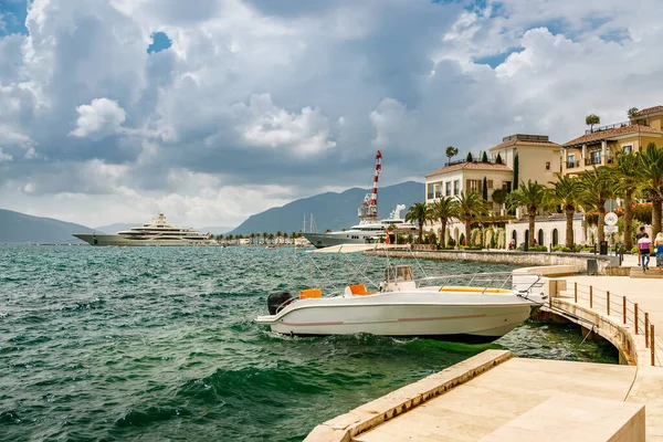 Beautiful Seascape Small Yacht Port Tivat Montenegro — Stock Photo, Image