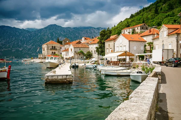 Hermosa Vista Histórica Ciudad Perast Bahía Kotor Montenegro — Foto de Stock