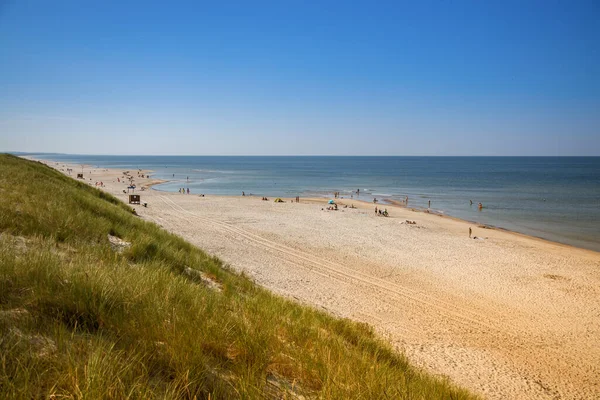 Όμορφη Μεγάλη Αμμώδης Παραλία Στη Βαλτική Θάλασσα Curonian Spit Λιθουανία — Φωτογραφία Αρχείου