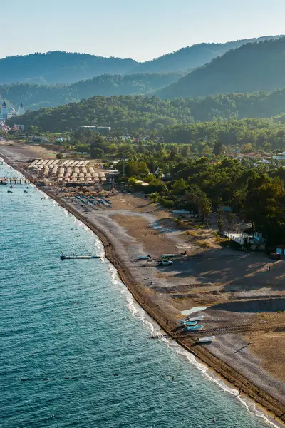 Aerial Beauty Turkish Seaside Showcasing Calm Waters Lush Peninsula Grand Stock Photo