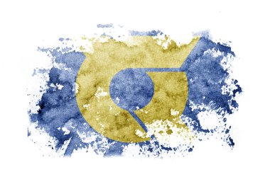 Japan, Japanese, Tokushima Prefecture flag background painted on white paper with watercolor