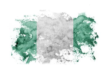 Nigeria, Nigerian flag background painted on white paper with watercolor