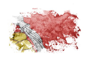 Russia, Russian, Voronezh Oblast flag background painted on white paper with watercolor