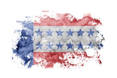 Tuamotu Archipelago flag background painted on white paper with watercolor