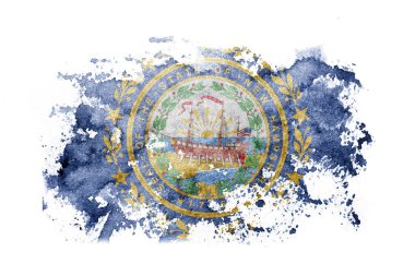 United States of America, America, US, USA, American, New Hampshire  flag background painted on white paper with watercolor