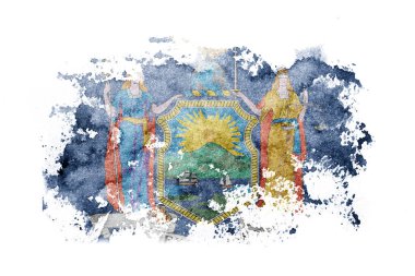 United States of America, America, US, USA, American, New York  flag background painted on white paper with watercolor