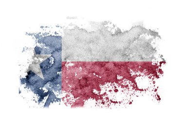 United States of America, America, US, USA, American, Texas flag background painted on white paper with watercolor