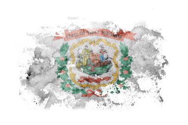 United States of America, America, US, USA, American, West Virginia flag background painted on white paper with watercolor