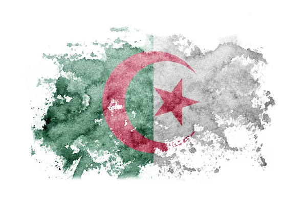 Algeriet Algerisk Flagga Bakgrund Målad Vitt Papper Med Akvarell — Stockfoto