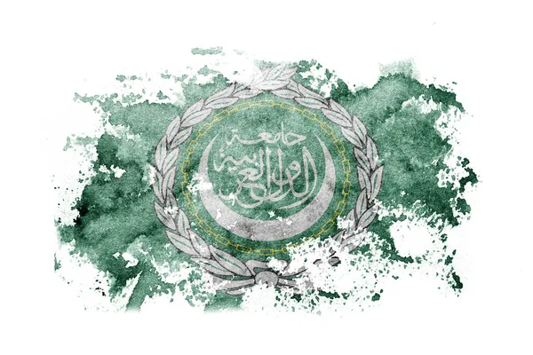 Arab League Flag Background Painted White Paper Watercolor — Stock Fotó