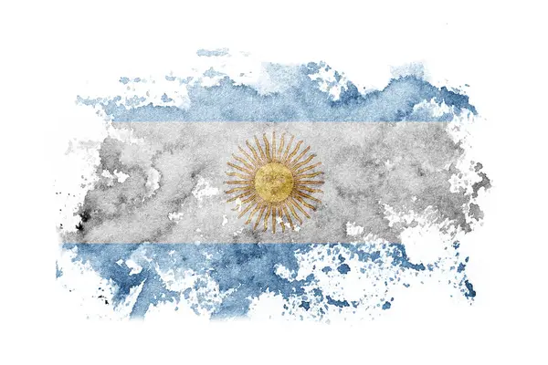 Argentina Argentinska Argentinsk Flagga Bakgrund Målad Vitt Papper Med Akvarell — Stockfoto