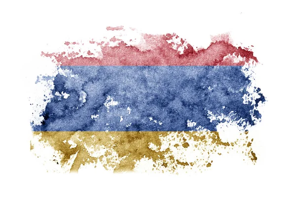 Armenien Armeniska Flagga Bakgrund Målad Vitt Papper Med Akvarell — Stockfoto