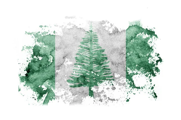 Australia Australian Norfolk Island Flag Background Painted White Paper Watercolor — Zdjęcie stockowe