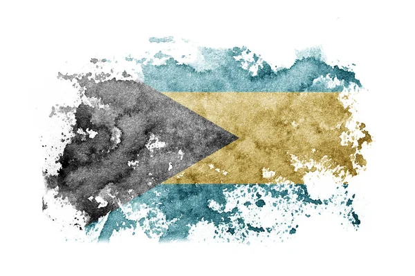 Bahamas Bahamian Flag Background Painted White Paper Watercolor — Foto de Stock