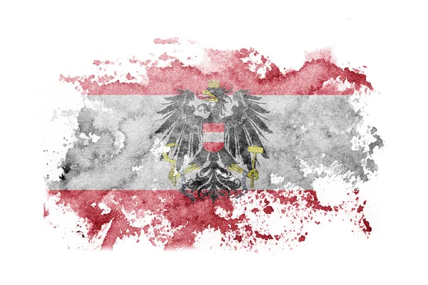 Österrike Flagga Stat Flagga Bakgrund Målad Vitt Papper Med Akvarell — Stockfoto