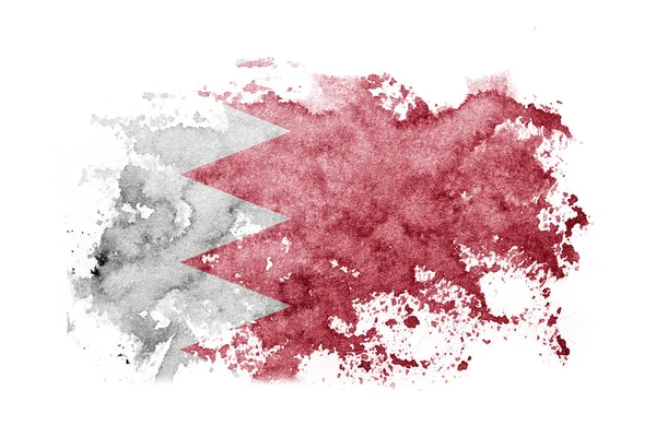 Bahrain Bahraini Flag Background Painted White Paper Watercolor — Zdjęcie stockowe