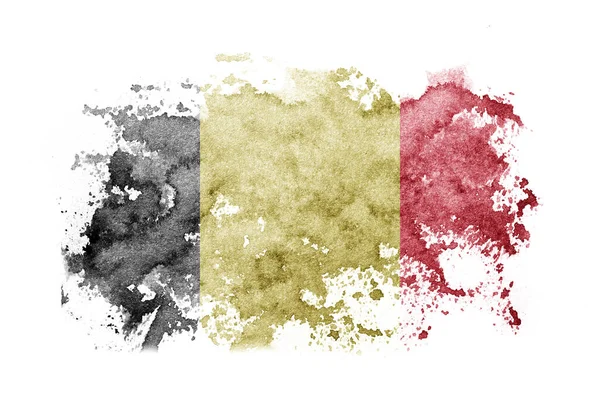 比利时 白纸上涂有水彩画的比利时国旗背景 — 图库照片