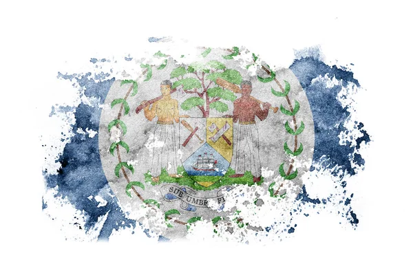 Belize Belizean Flag Background Painted White Paper Watercolor — Stock Photo, Image