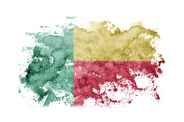 Benín Fondo Bandera Beninesa Pintado Sobre Papel Blanco Con Acuarela —  Fotos de Stock
