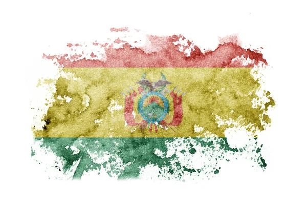 Bolívia Bandeira Boliviana Fundo Pintado Papel Branco Com Aquarela — Fotografia de Stock