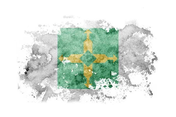 Brazylia Państwa Distrito Flaga Federalna Tło Malowane Białym Papierze Akwarelą — Zdjęcie stockowe