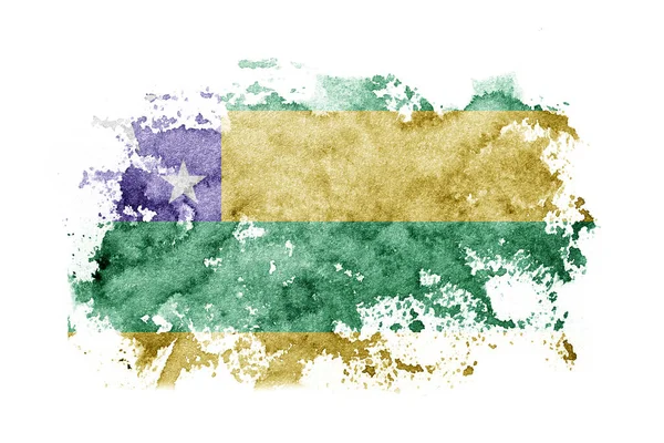 Бразилия Бразилия Серж Фон Флага Окрашены Белой Бумаге Акварелью — стоковое фото