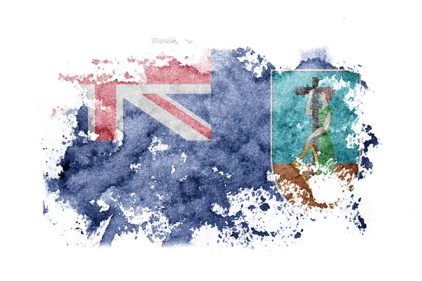 Brittiska Storbritannien Montserrat Flagga Bakgrund Målad Vitt Papper Med Akvarell — Stockfoto