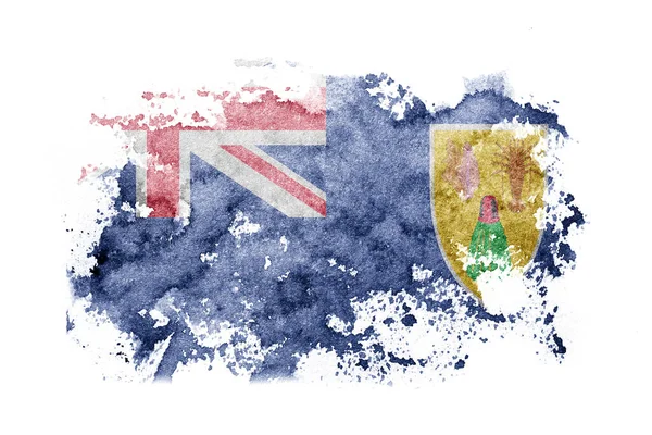 Brytyjczycy Wielka Brytania Turcy Wyspy Caicos Tło Flagi Malowane Białym — Zdjęcie stockowe