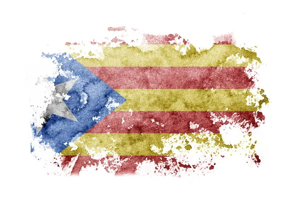 Catalonia Catalan Catalonian Spain Flag Background Painted White Paper Watercolor —  Fotos de Stock