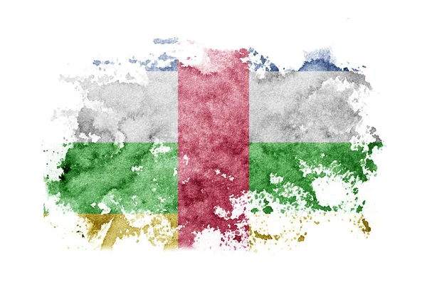 Bandeira República Centro Africana Fundo Pintado Papel Branco Com Aquarela — Fotografia de Stock