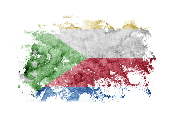 Comoros Comorian Flag Background Painted White Paper Watercolor — Foto de Stock