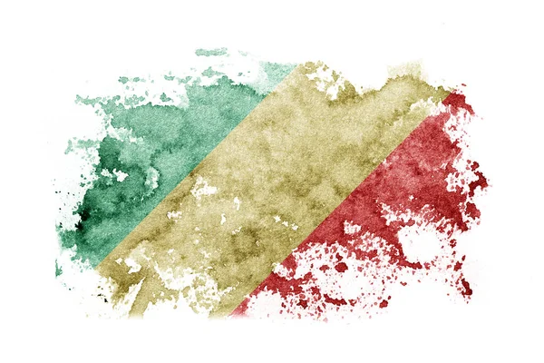 Congo Congolese Flag Background Painted White Paper Watercolor — 스톡 사진