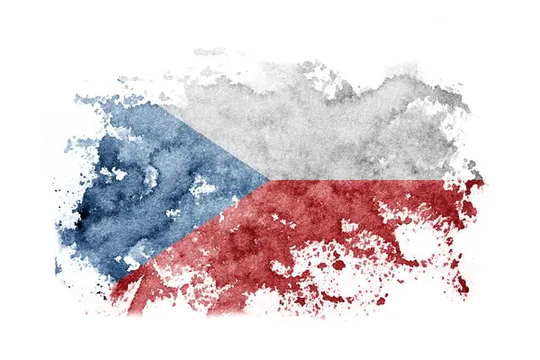 白纸上涂有水彩画的捷克共和国国旗背景 — 图库照片