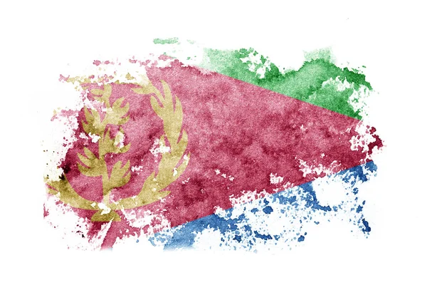 Эритрея Флаг Эритреи Фон Белой Бумаге Акварелью — стоковое фото