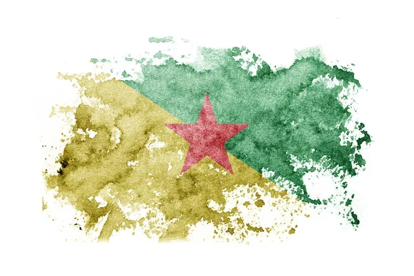 França Bandeira Guiana Francesa Fundo Pintado Papel Branco Com Aquarela — Fotografia de Stock