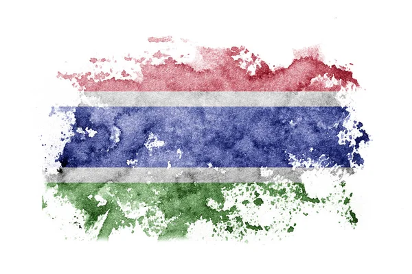 Gambia Gambian Flag Background Painted White Paper Watercolor — Stockfoto