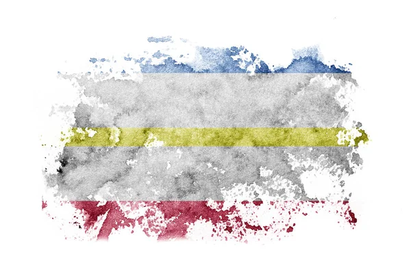 德国梅克伦堡 西波美拉尼亚国旗底色 用水彩画在白纸上 — 图库照片