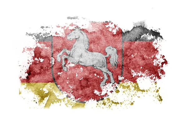 Германия Нижняя Саксония Фон Государственного Флага Окрашенный Белую Бумагу Акварелью — стоковое фото
