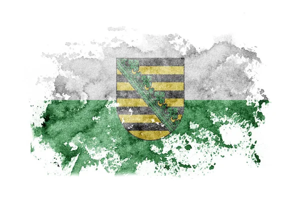Germany Saxony State Flag Background Painted White Paper Watercolor — 스톡 사진