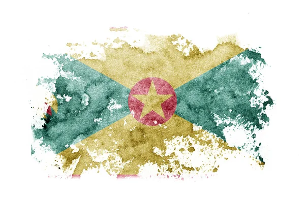 Фон Флага Гренады Раскрашен Белой Бумаге Акварелью — стоковое фото