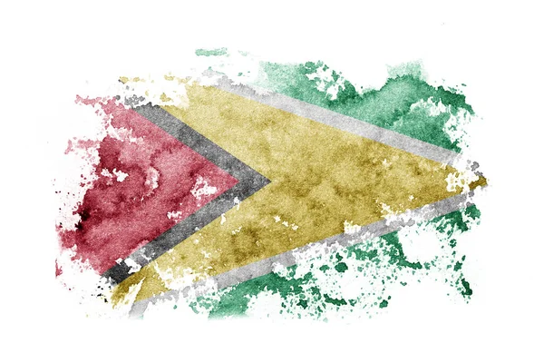 Guyana Flag Background Painted White Paper Watercolor — Foto de Stock