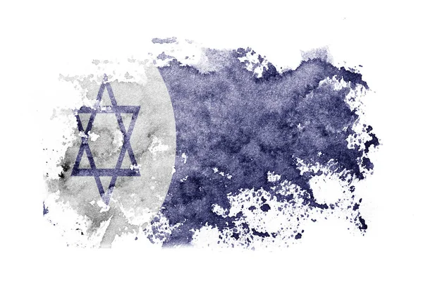Izrael Cywilny Chorąży Flaga Tło Malowane Białym Papierze Akwarelą — Zdjęcie stockowe