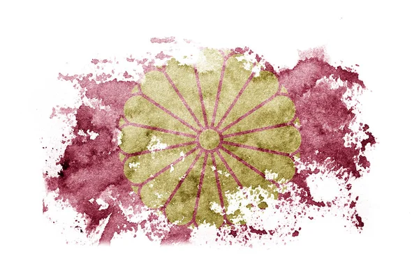 Japan, Japanese, Emperor flag background painted on white paper with watercolor
