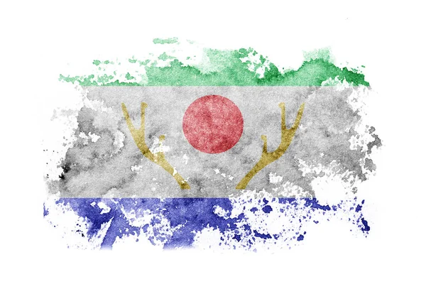 Japan, Japanese, Shikaoi, Hokkaido, Tokachi, Subprefecture flag background painted on white paper with watercolor